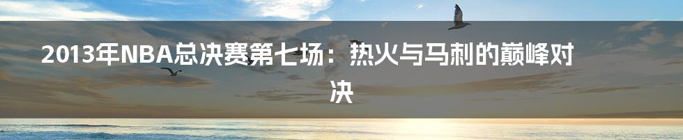 2013年NBA总决赛第七场：热火与马刺的巅峰对决