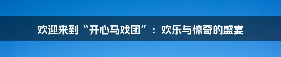 欢迎来到“开心马戏团”：欢乐与惊奇的盛宴