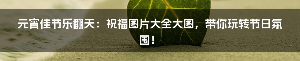元宵佳节乐翻天：祝福图片大全大图，带你玩转节日氛围！