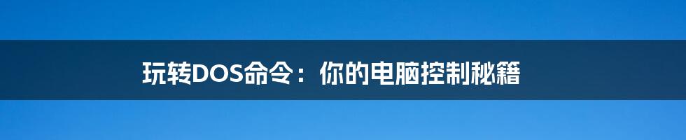 玩转DOS命令：你的电脑控制秘籍