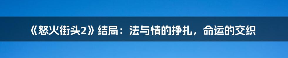 《怒火街头2》结局:法与情的挣扎,命运的交织