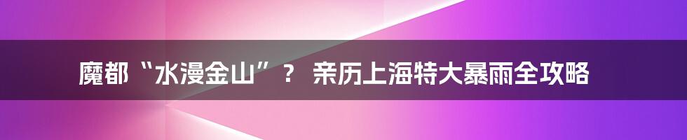 魔都“水漫金山”? 亲历上海特大暴雨全攻略
