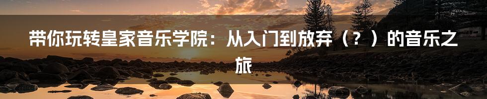 带你玩转皇家音乐学院:从入门到放弃(?)的音乐之旅