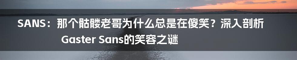 SANS:那个骷髅老哥为什么总是在傻笑?深入剖析Gaster Sans的笑容之谜