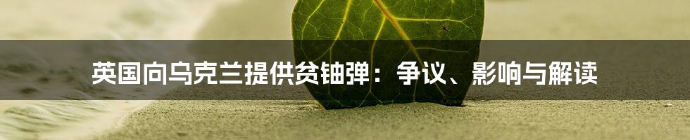 英国向乌克兰提供贫铀弹:争议、影响与解读