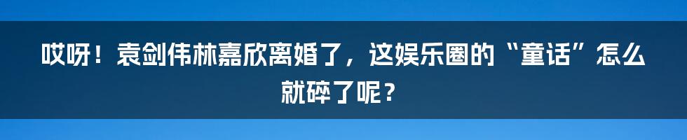 哎呀!袁剑伟林嘉欣离婚了,这娱乐圈的“童话”怎么就碎了呢?