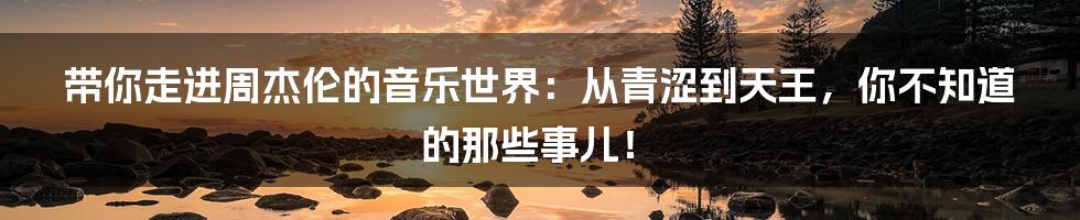 带你走进周杰伦的音乐世界：从青涩到天王，你不知道的那些事儿！