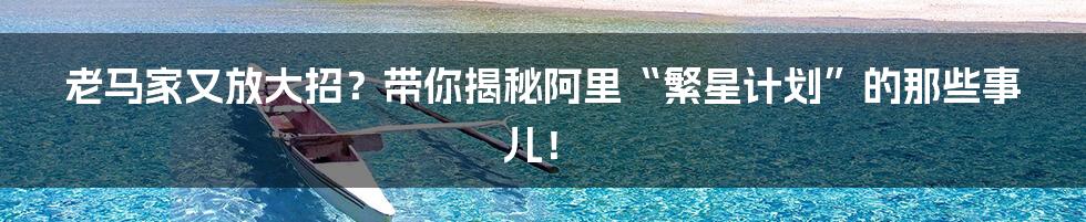 老马家又放大招?带你揭秘阿里“繁星计划”的那些事儿!