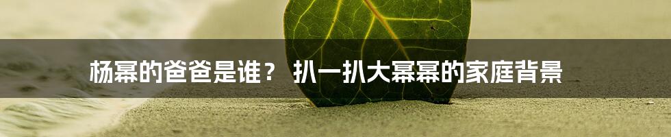 杨幂的爸爸是谁？ 扒一扒大幂幂的家庭背景