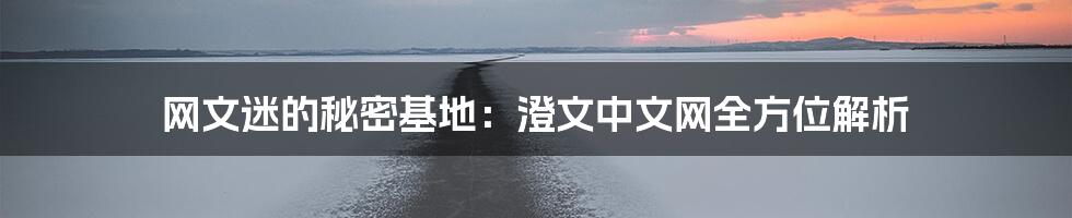 网文迷的秘密基地:澄文中文网全方位解析