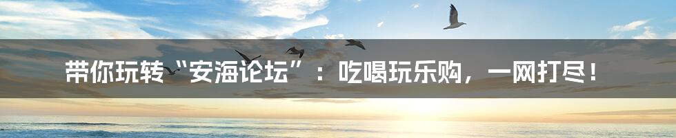 带你玩转“安海论坛”：吃喝玩乐购，一网打尽！