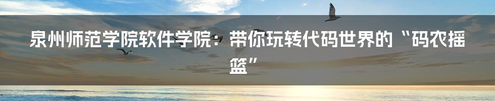 泉州师范学院软件学院:带你玩转代码世界的“码农摇篮”