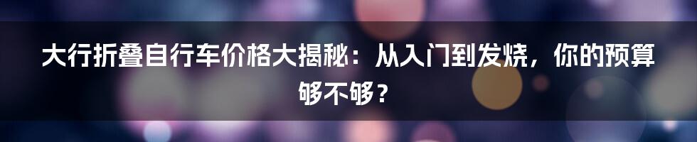 大行折叠自行车价格大揭秘:从入门到发烧,你的预算够不够?