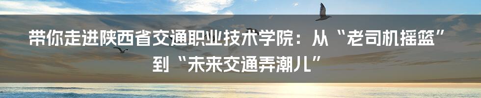带你走进陕西省交通职业技术学院：从“老司机摇篮”到“未来交通弄潮儿”