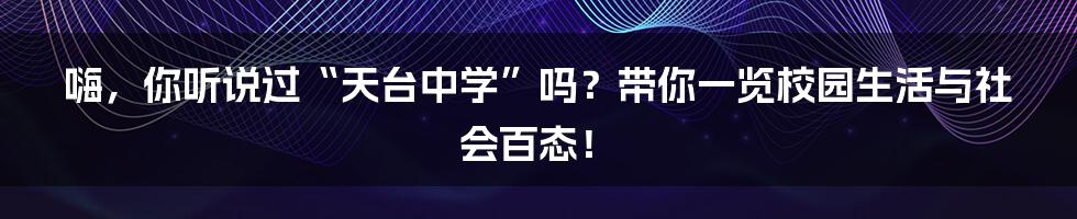 嗨，你听说过“天台中学”吗？带你一览校园生活与社会百态！