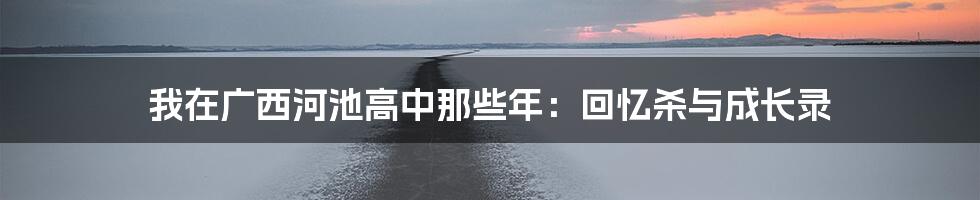 我在广西河池高中那些年:回忆杀与成长录
