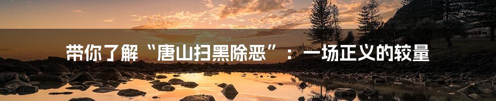 带你了解“唐山扫黑除恶”:一场正义的较量