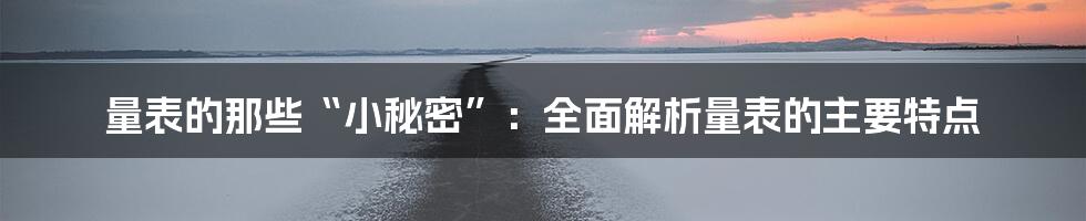 量表的那些“小秘密”:全面解析量表的主要特点