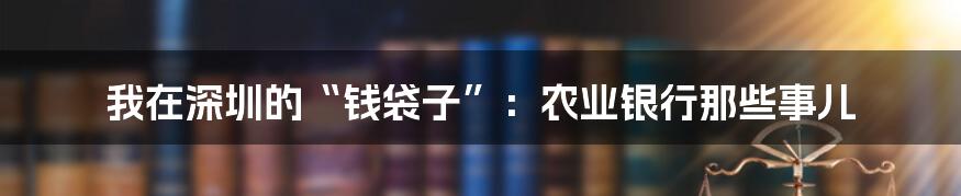 我在深圳的“钱袋子”:农业银行那些事儿