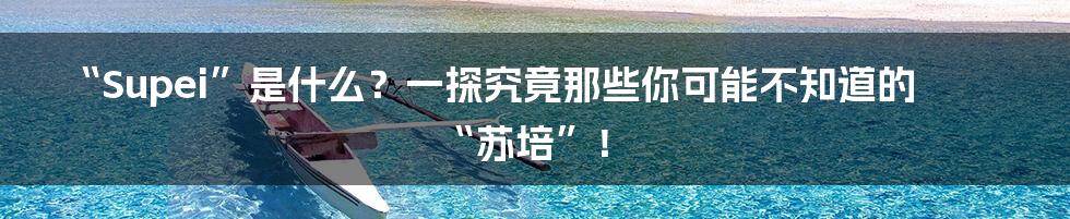 “Supei”是什么？一探究竟那些你可能不知道的“苏培”！