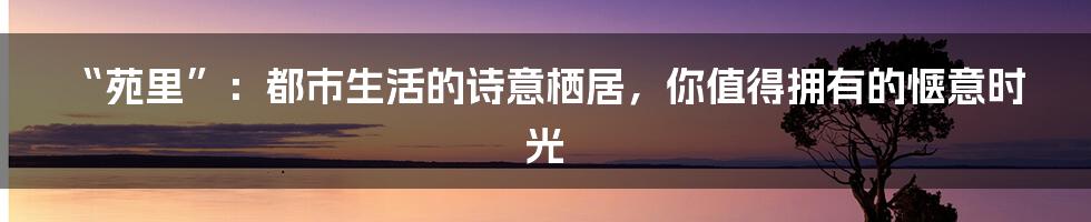 “苑里”:都市生活的诗意栖居,你值得拥有的惬意时光