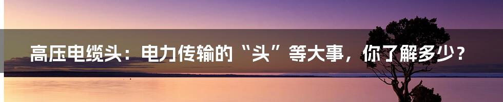 高压电缆头:电力传输的“头”等大事,你了解多少?