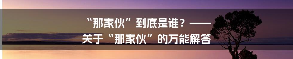 “那家伙”到底是谁?—— 关于“那家伙”的万能解答