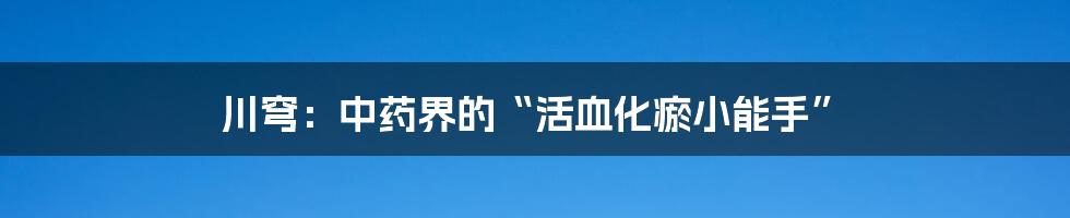 川穹:中药界的“活血化瘀小能手”