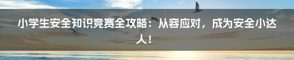 小学生安全知识竞赛全攻略:从容应对,成为安全小达人!