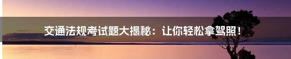交通法规考试题大揭秘:让你轻松拿驾照!