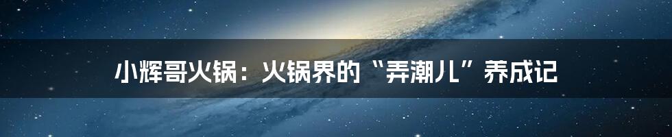 小辉哥火锅:火锅界的“弄潮儿”养成记