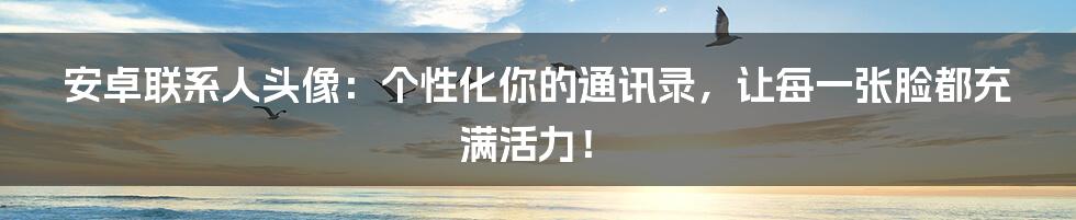 安卓联系人头像:个性化你的通讯录,让每一张脸都充满活力!