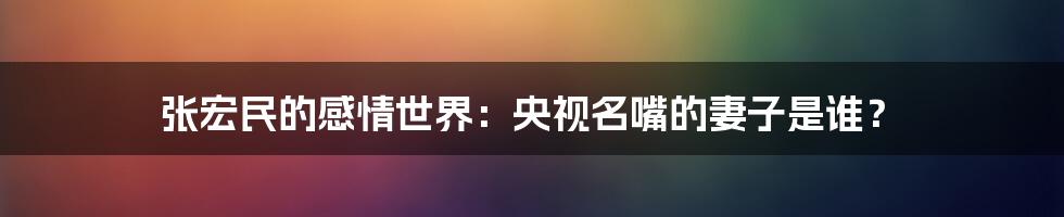 张宏民的感情世界：央视名嘴的妻子是谁？