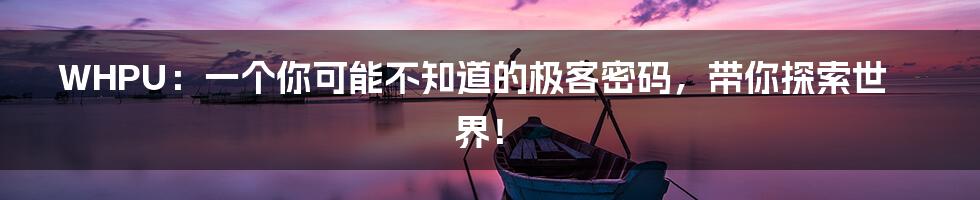 WHPU：一个你可能不知道的极客密码，带你探索世界！