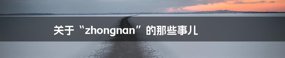关于“zhongnan”的那些事儿