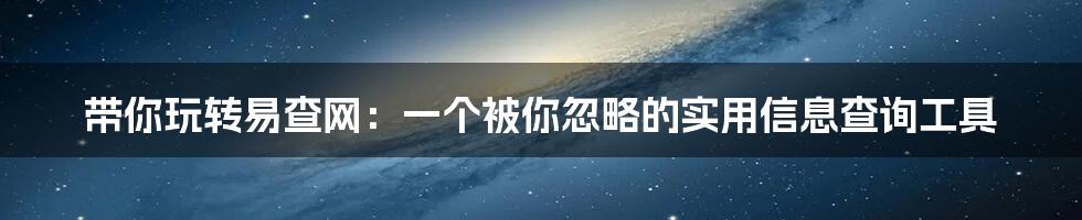 带你玩转易查网:一个被你忽略的实用信息查询工具