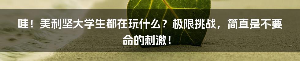 哇！美利坚大学生都在玩什么？极限挑战，简直是不要命的刺激！