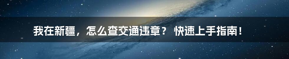我在新疆,怎么查交通违章? 快速上手指南!