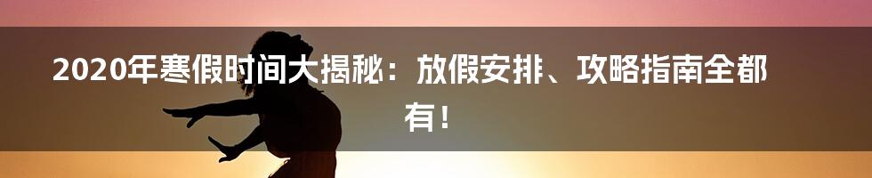 2020年寒假时间大揭秘:放假安排、攻略指南全都有!