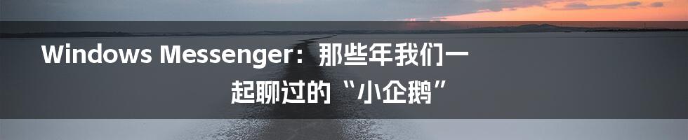 Windows Messenger:那些年我们一起聊过的“小企鹅”