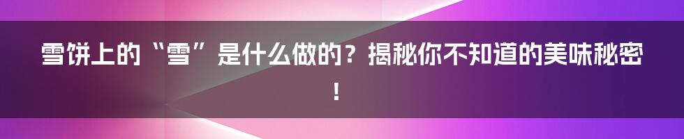 雪饼上的“雪”是什么做的?揭秘你不知道的美味秘密!