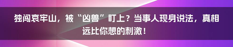 独闯哀牢山,被“凶兽”盯上?当事人现身说法,真相远比你想的刺激!