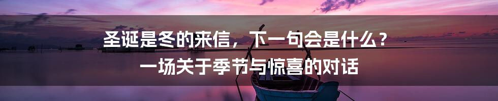 圣诞是冬的来信,下一句会是什么? 一场关于季节与惊喜的对话