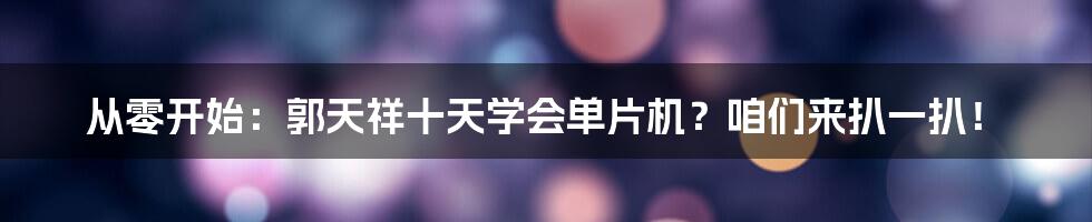 从零开始：郭天祥十天学会单片机？咱们来扒一扒！