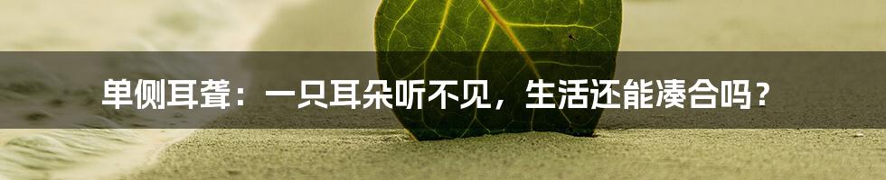 单侧耳聋:一只耳朵听不见,生活还能凑合吗?