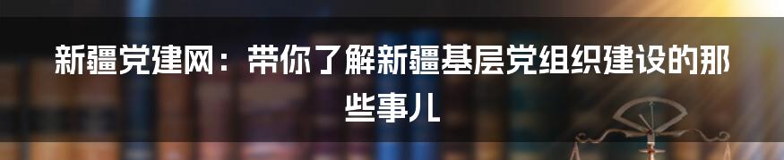 新疆党建网:带你了解新疆基层党组织建设的那些事儿