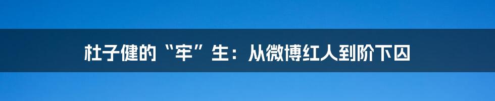 杜子健的“牢”生:从微博红人到阶下囚