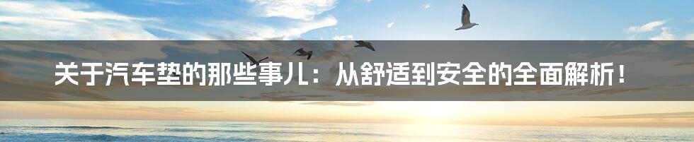 关于汽车垫的那些事儿:从舒适到安全的全面解析!