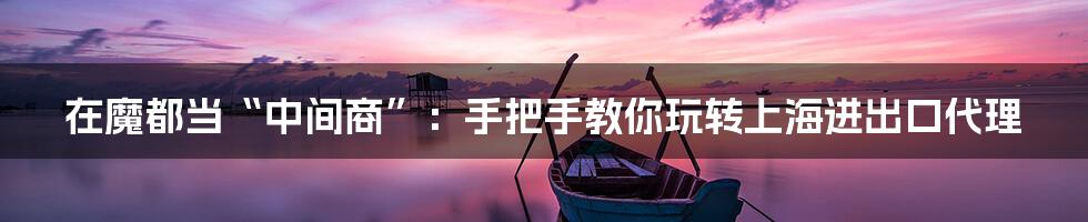 在魔都当“中间商”：手把手教你玩转上海进出口代理