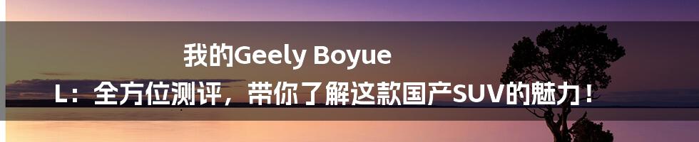 我的Geely Boyue L：全方位测评，带你了解这款国产SUV的魅力！